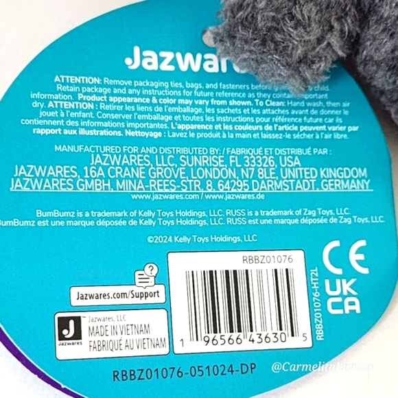 ✌️ Megs ☮️ Peace Sign Retro Bumz Lightning Clip Russ Bum Bumz Beaded Plush NWT - Picture 9 of 9